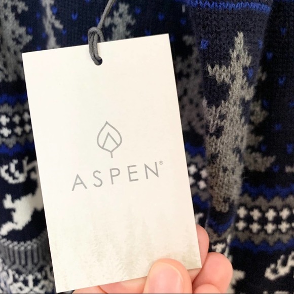 NWT ASPEN Blue Reindeer Holiday Pullover Sweater - Picture 5 of 9